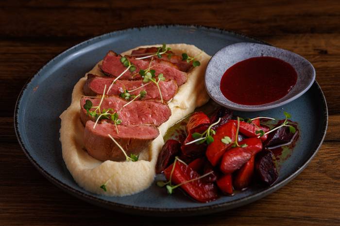Duck breast with celery puree